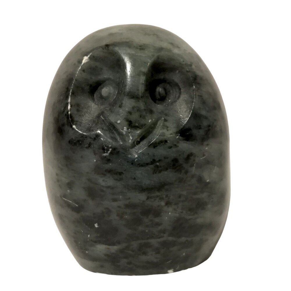 Gerard Schwartz Owl Hand Carved Soapstone Figurine Canada Bird Vintage Natural